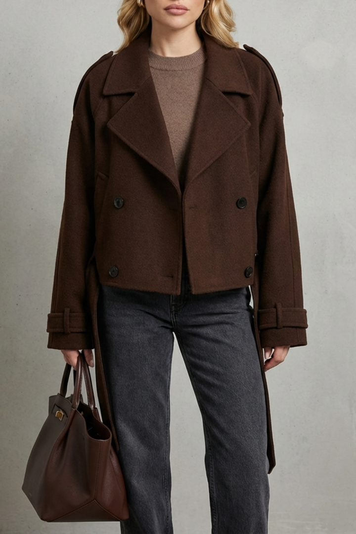 Women's Cropped Double-Breasted French Wool Jacket – Imogen