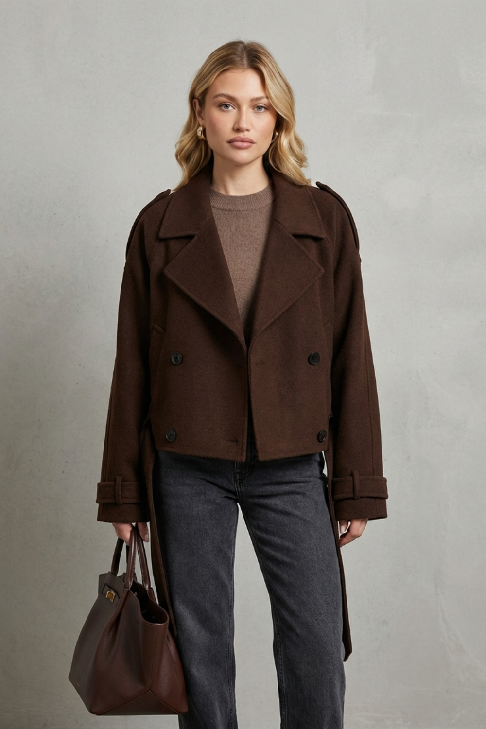 Women's Cropped Double-Breasted French Wool Jacket – Imogen