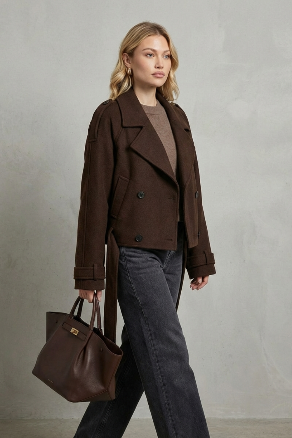 Women's Cropped Double-Breasted French Wool Jacket – Imogen