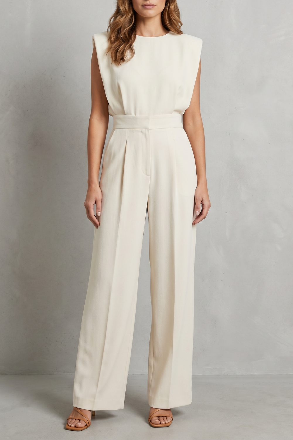 Women's Sleeveless Belted Wide Leg Jumpsuit - Marveille