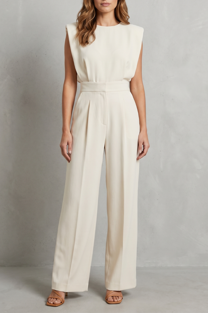 Women's Sleeveless Belted Wide Leg Jumpsuit - Marveille