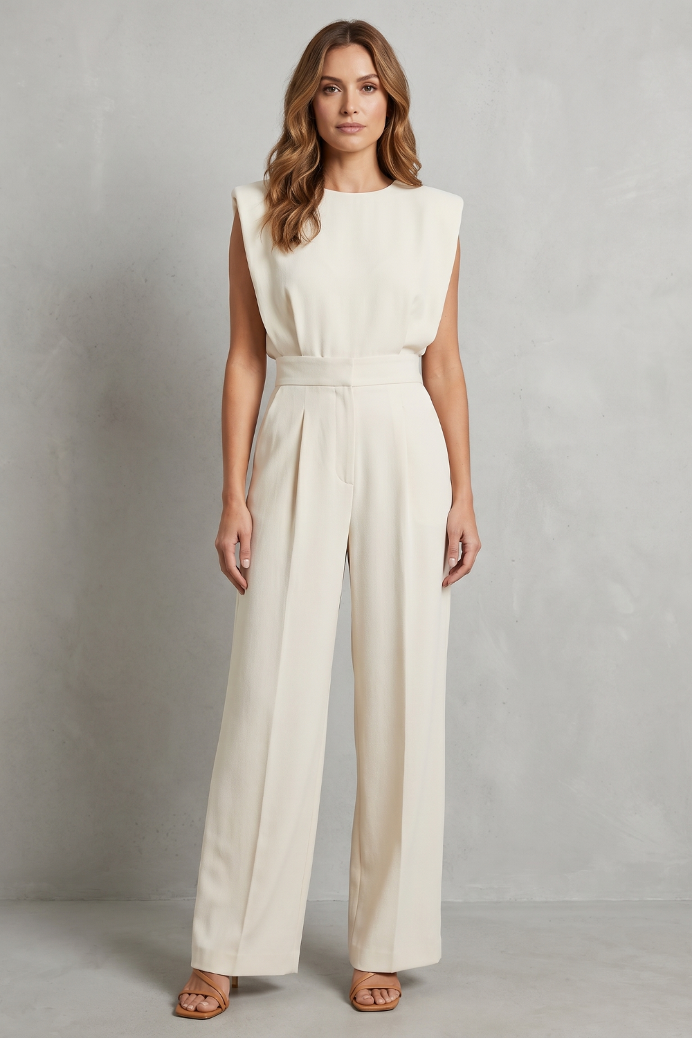 Women's Sleeveless Belted Wide Leg Jumpsuit - Marveille