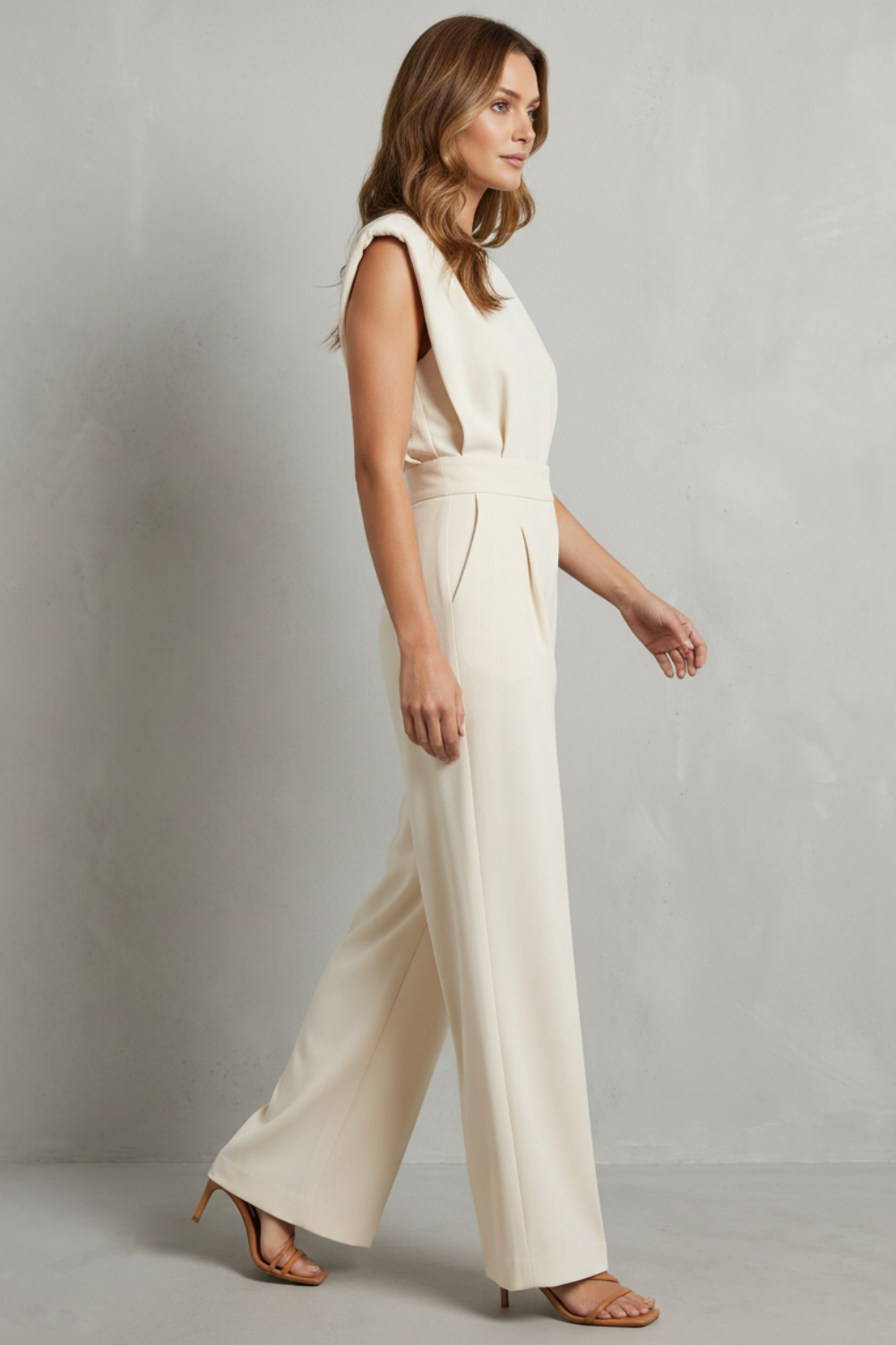 Women's Sleeveless Belted Wide Leg Jumpsuit - Marveille