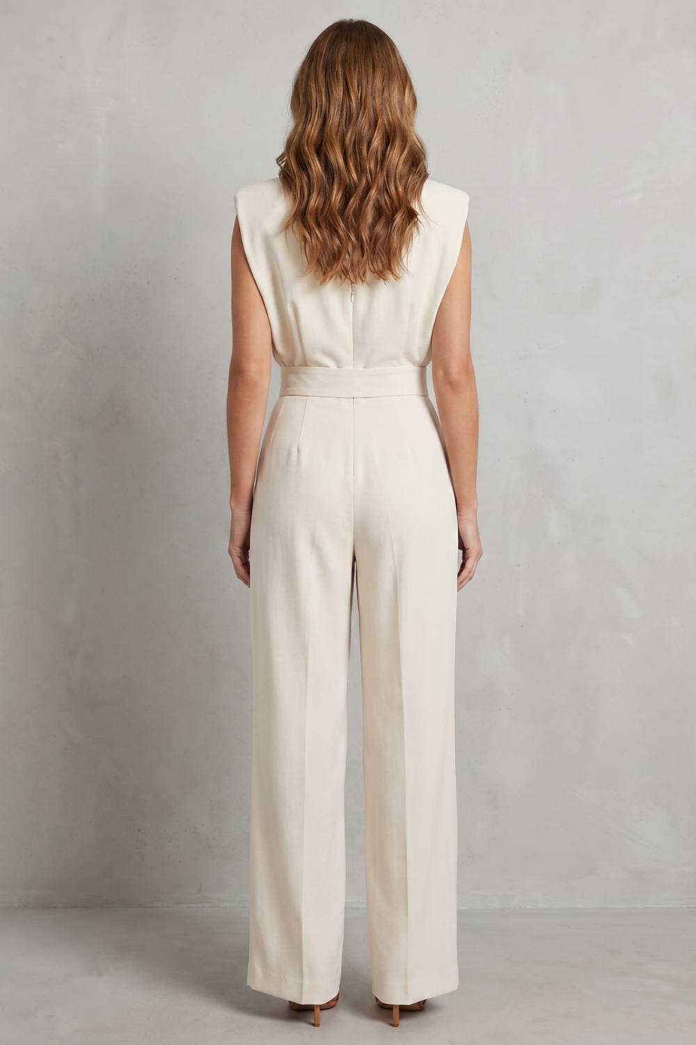Women's Sleeveless Belted Wide Leg Jumpsuit - Marveille