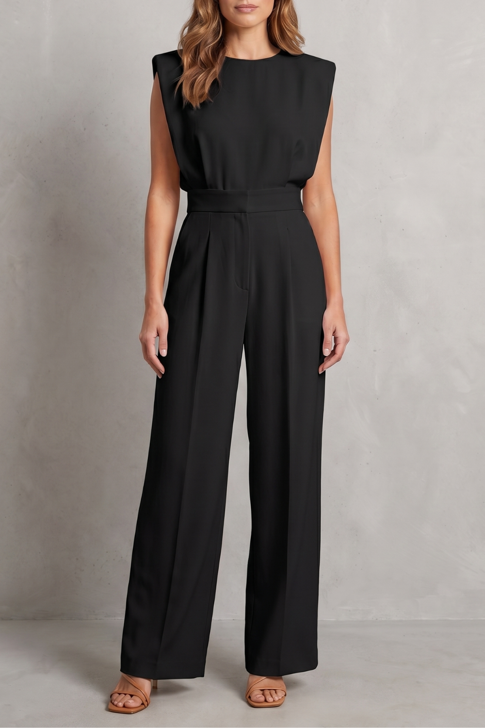 Women's Sleeveless Belted Wide Leg Jumpsuit - Marveille
