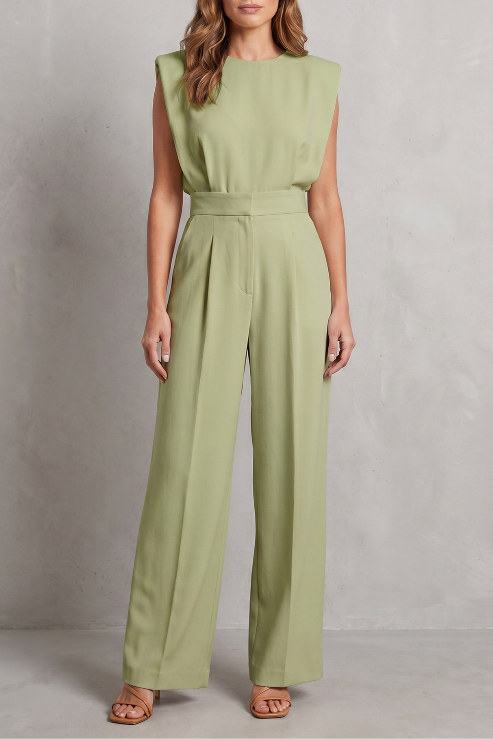 Women's Sleeveless Belted Wide Leg Jumpsuit - Marveille
