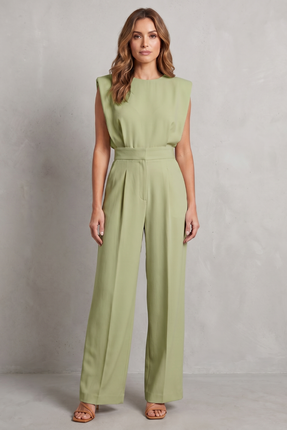 Women's Sleeveless Belted Wide Leg Jumpsuit - Marveille