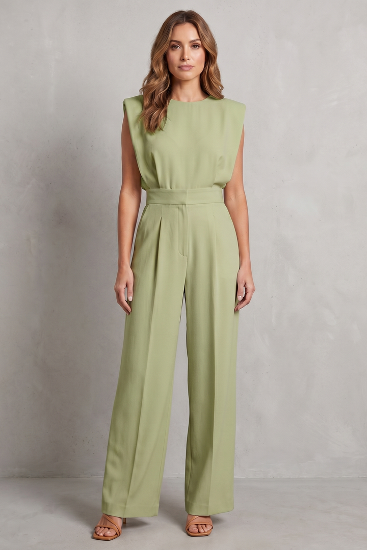 Women's Sleeveless Belted Wide Leg Jumpsuit - Marveille