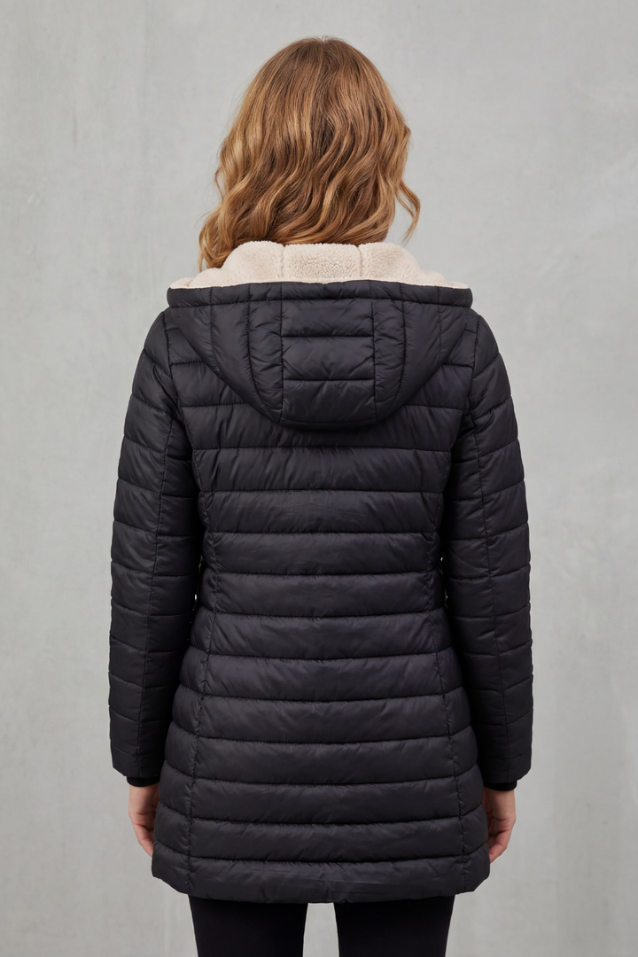 Women's Sherpa-Lined Hooded Puffer Jacket – Nadia