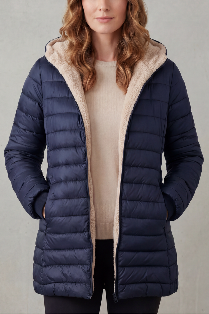 Women's Sherpa-Lined Hooded Puffer Jacket – Nadia