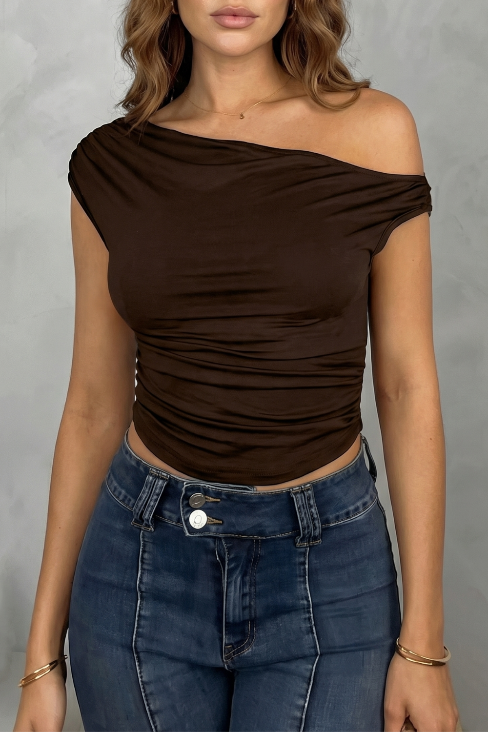 Women's Ruched One-Shoulder Top - Sanvienne