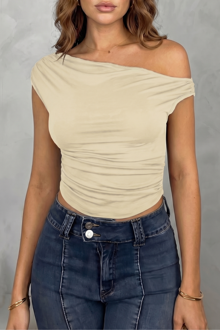 Women's Ruched One-Shoulder Top - Sanvienne