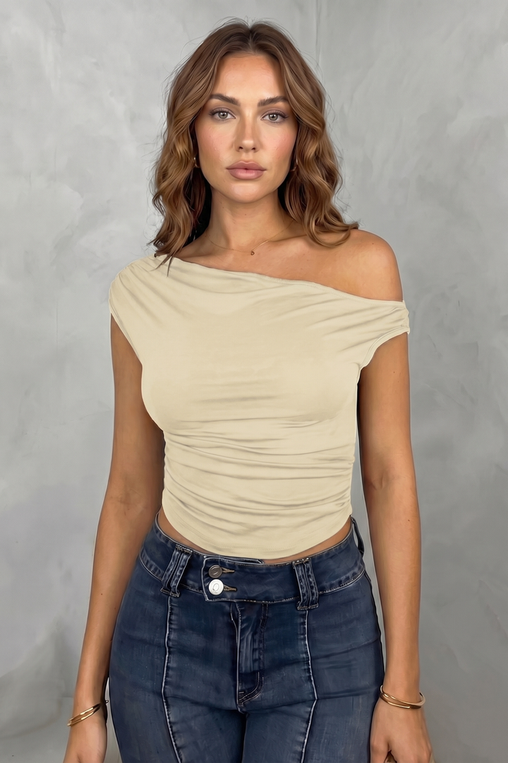 Women's Ruched One-Shoulder Top - Sanvienne