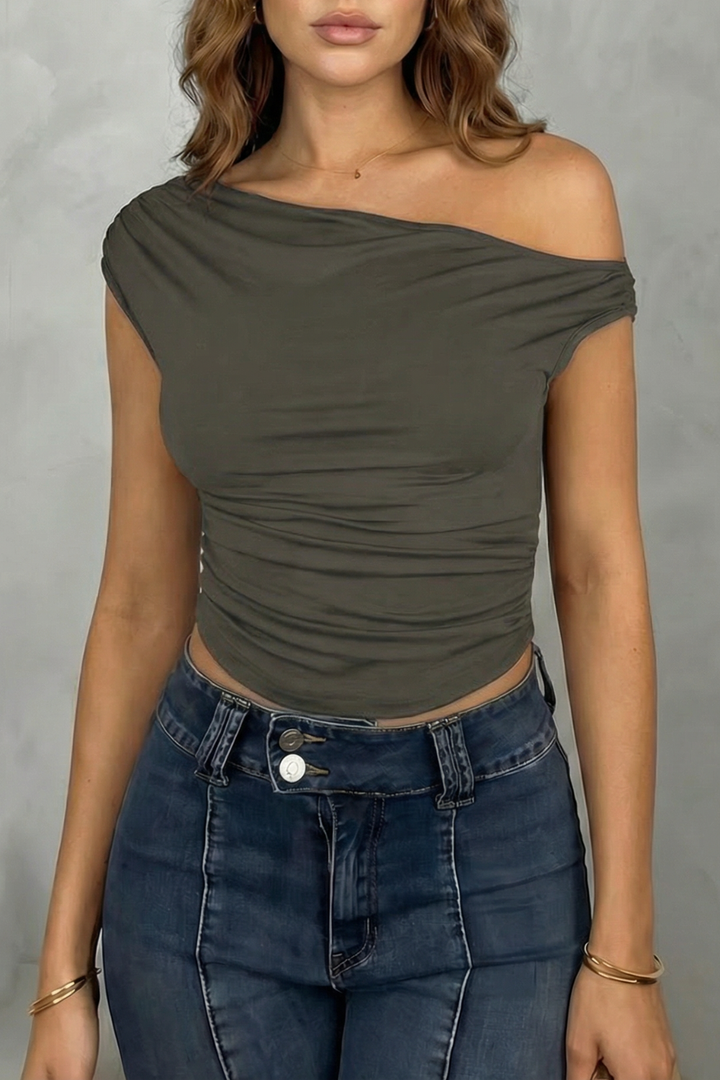 Women's Ruched One-Shoulder Top - Sanvienne