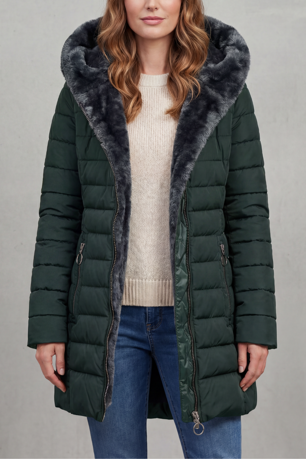 Women's Winter Parka Coat with Faux Fur Lining – Ophelia