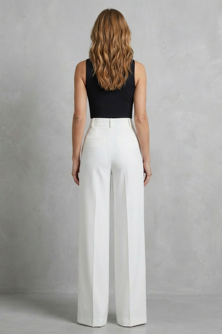 Women's High Waisted Pleated Wide Leg Trousers - Novélie