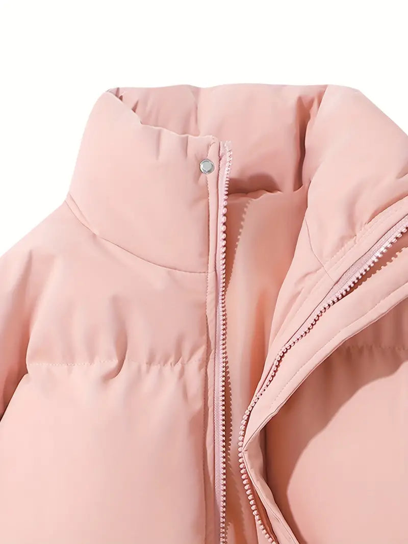 Women's Quilted Puffer Jacket with Stand Collar