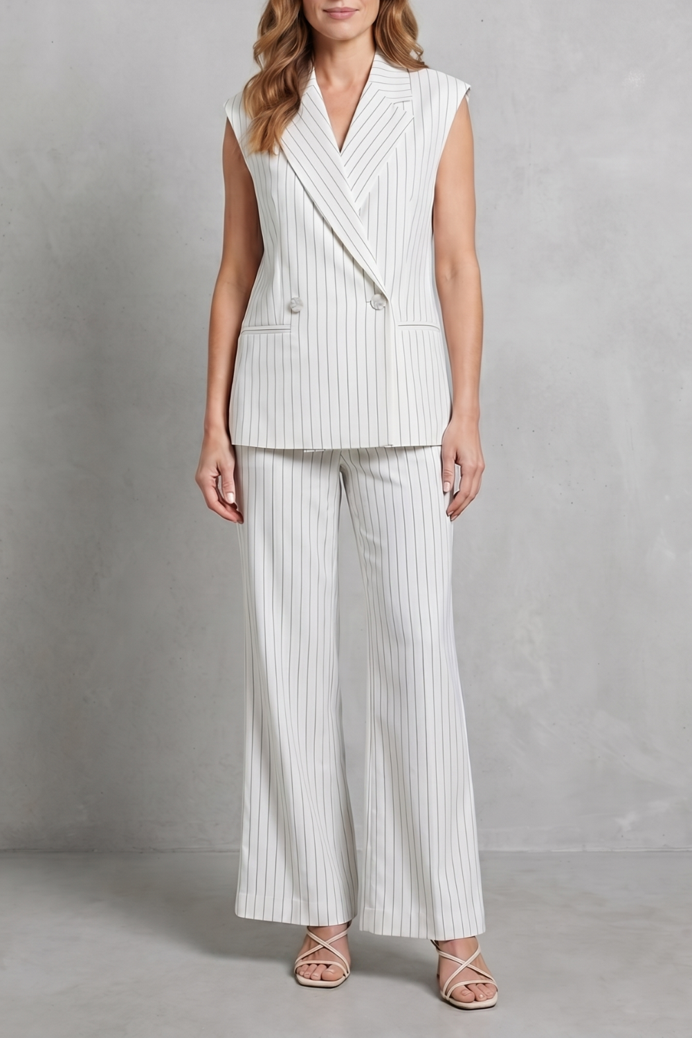 Women's Pinstripe Waistcoat and Trouser Co-ord Set - Avelune