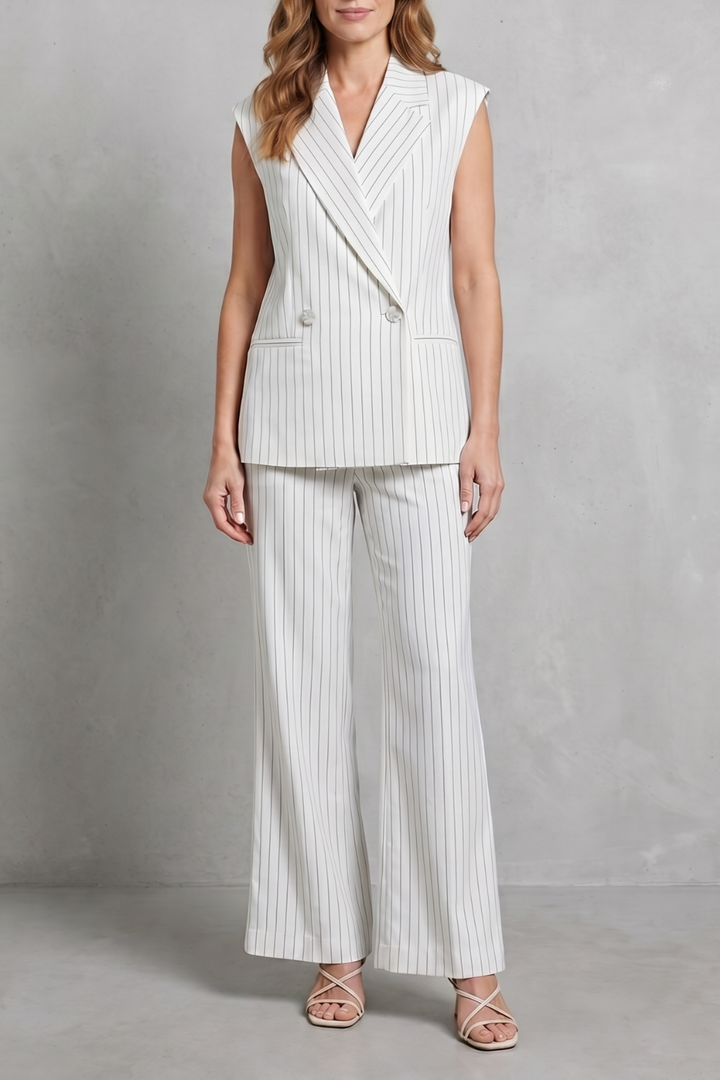 Women's Pinstripe Waistcoat and Trouser Co-ord Set - Avelune