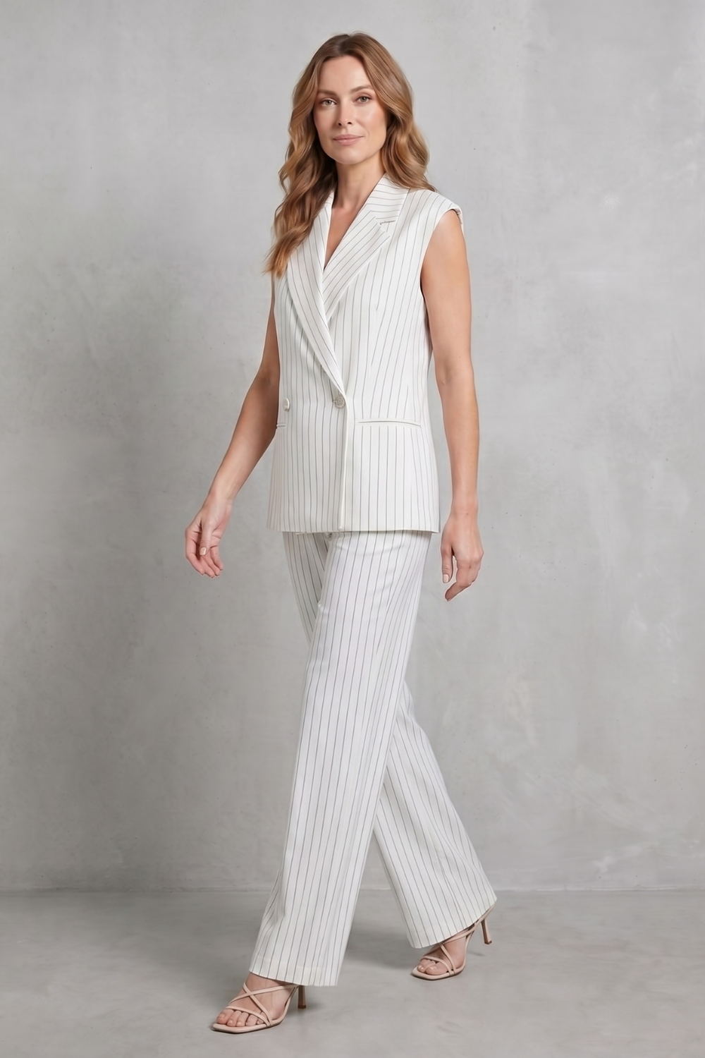 Women's Pinstripe Waistcoat and Trouser Co-ord Set - Avelune