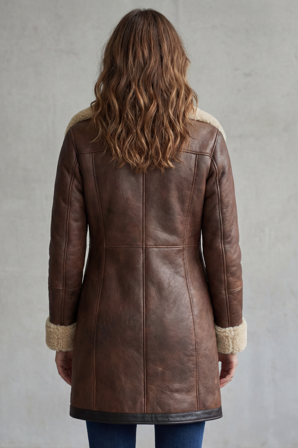 Women's Elegant Leather Coat with Shearling Lining – Amara