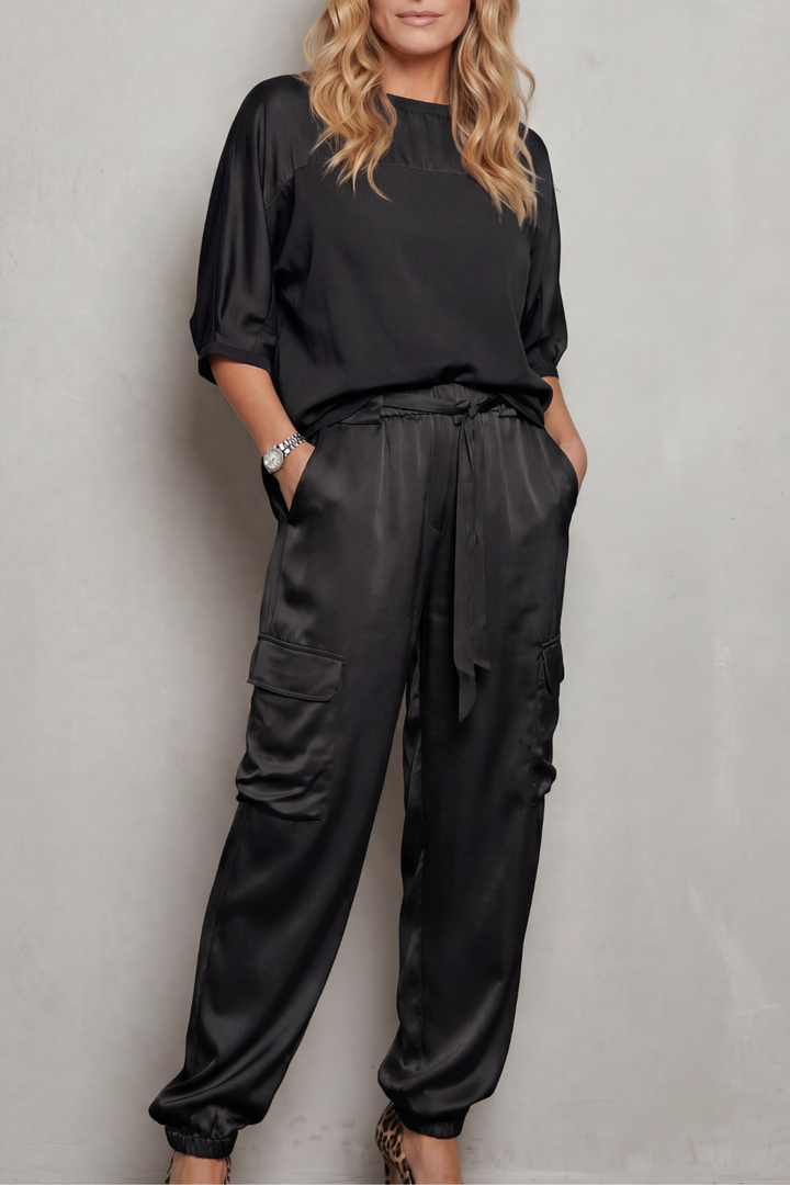 Women's Satin Top and Cargo Trouser Lounge Co-ord Set - Dulcienne