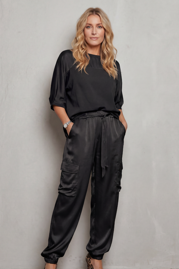 Women's Satin Top and Cargo Trouser Lounge Co-ord Set - Dulcienne