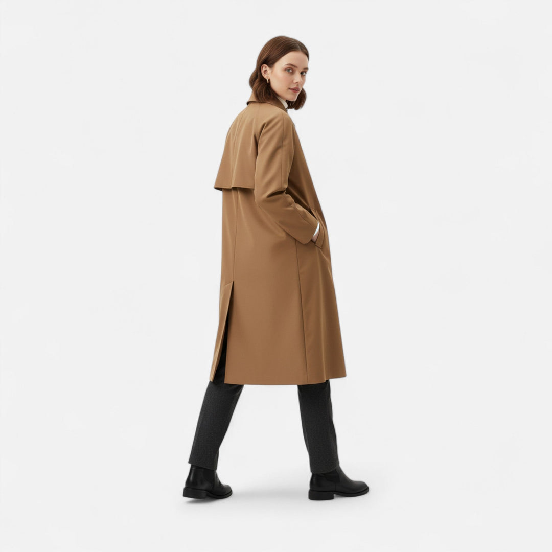 Goathland women's trench coat in Camel – back view