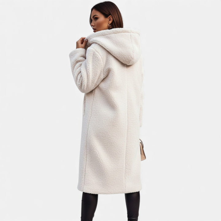 Settle women's teddy coat in Off White – back view