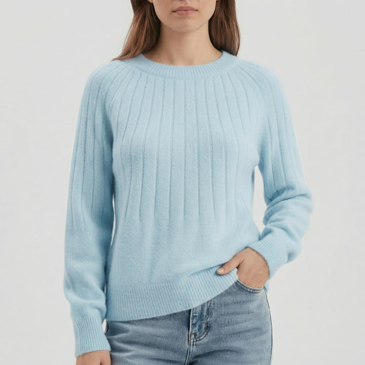 Women's ribbed jumper Yvonne in Light Blue – front view