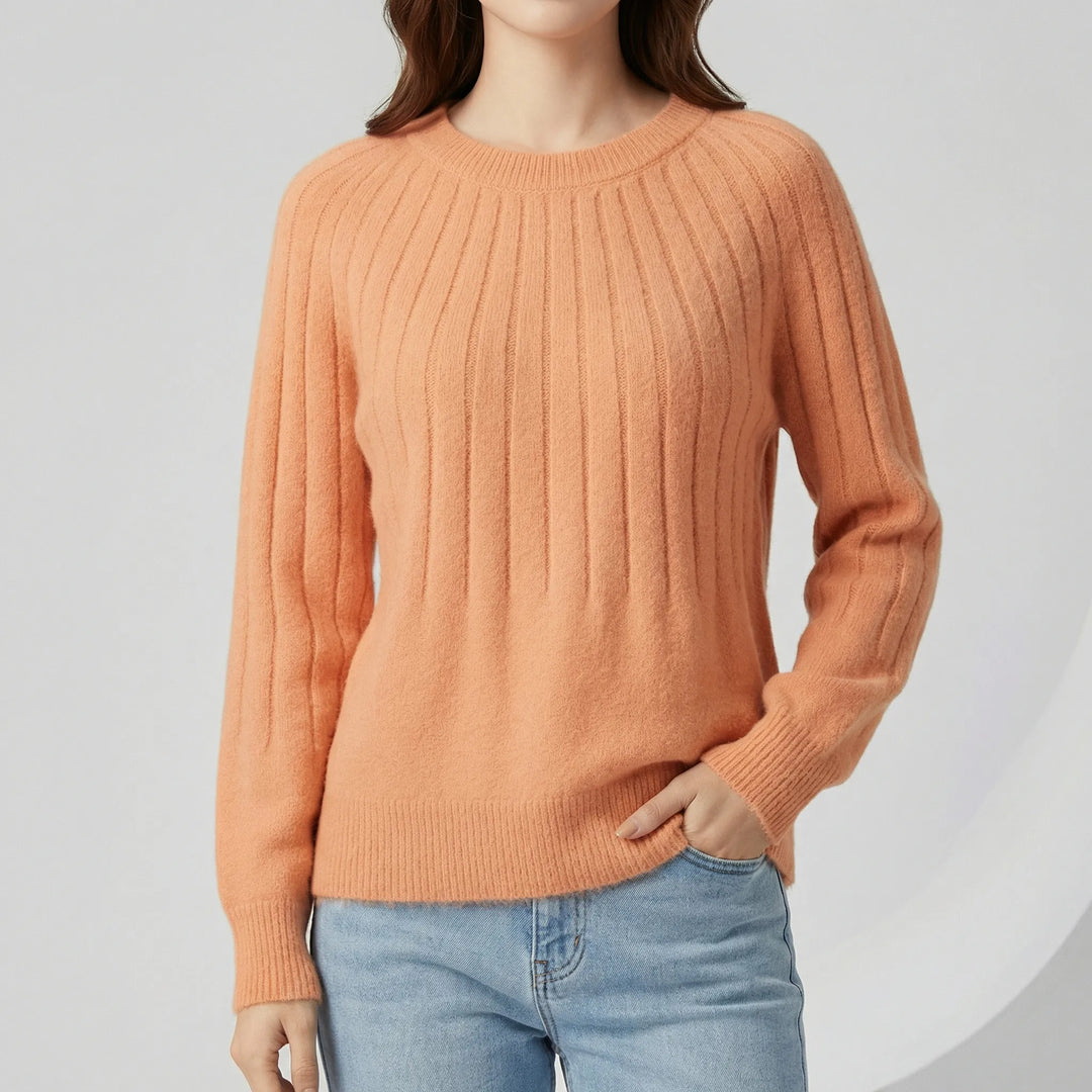 Women's ribbed jumper Yvonne in Orange – front view