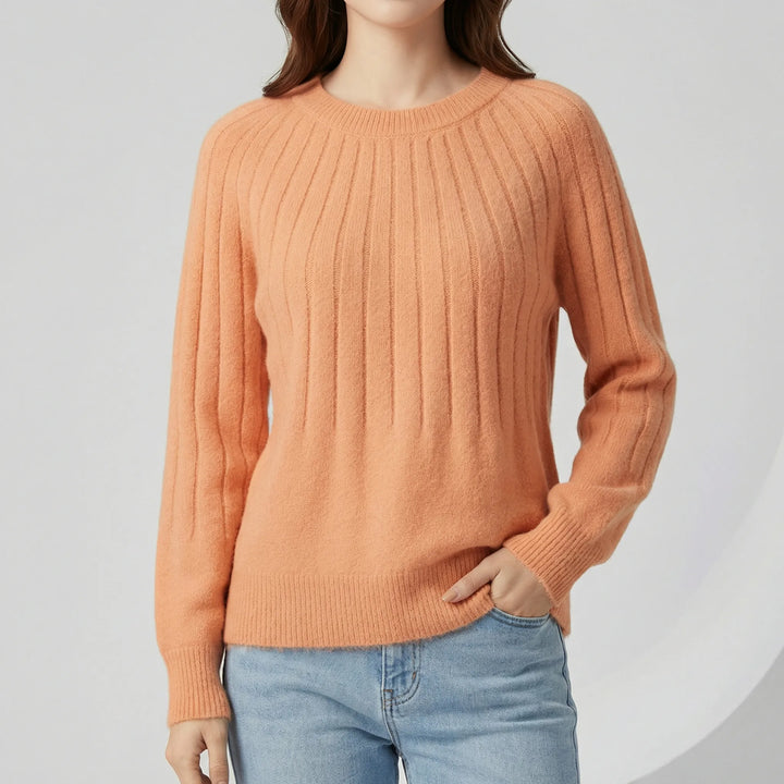 Women's ribbed jumper Yvonne in Orange – front view