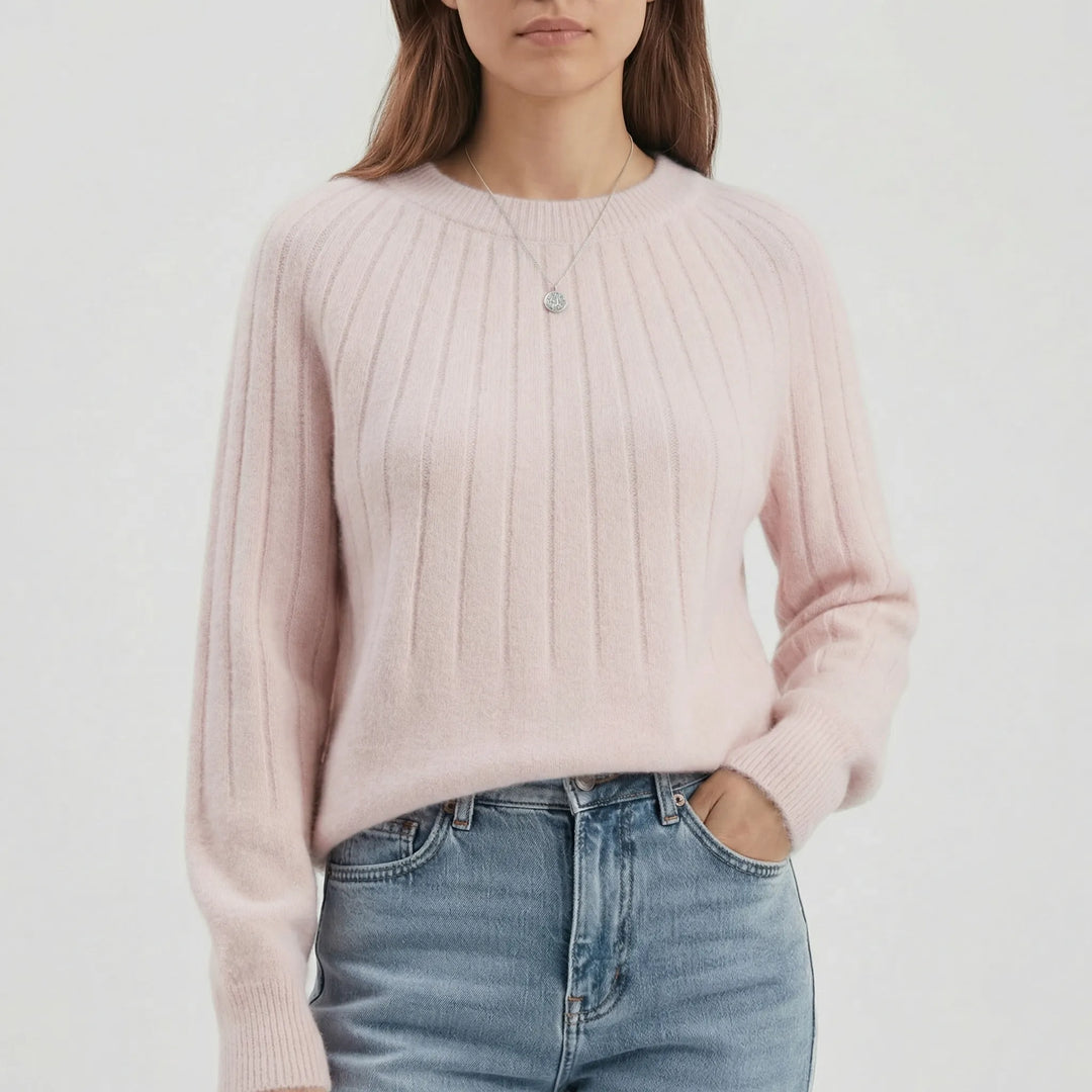 Women's ribbed jumper Yvonne in Light Pink – front view
