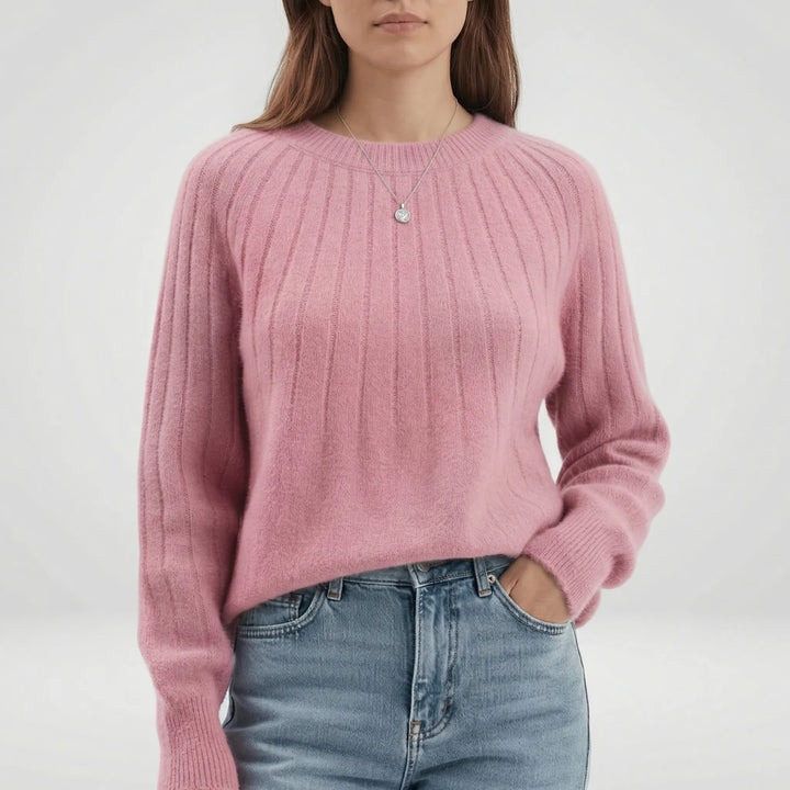 Women's ribbed jumper Yvonne in Pink – front view