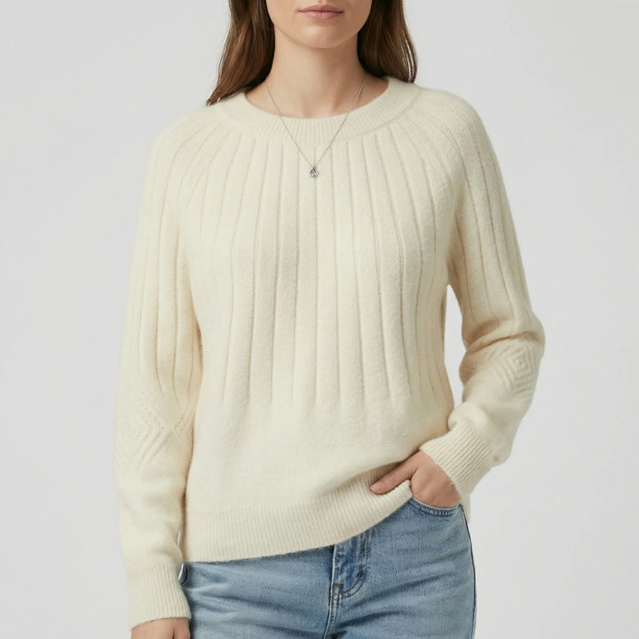 Women's ribbed jumper Yvonne in Beige – front view