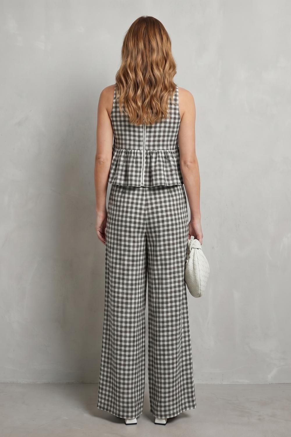 Women's Gingham Ruffle Top and Trouser Co-ord Set - Amaryse
