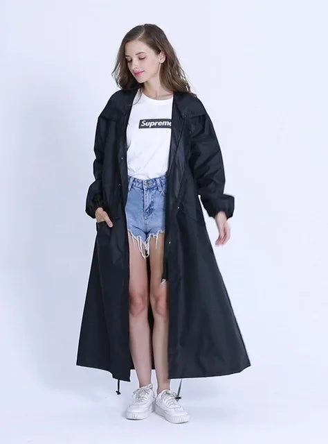 Women's Longline Waterproof Rain Poncho - Amaline