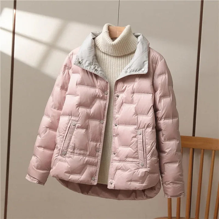 Morpeth women's quilted puffer jacket in Pink – front view