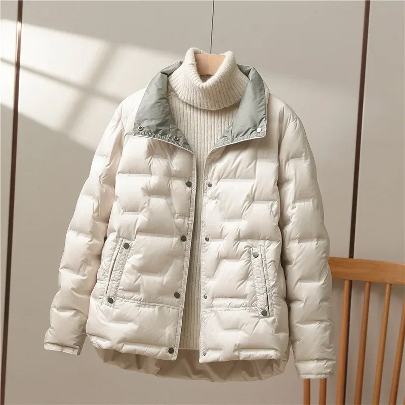 Morpeth women's quilted puffer jacket in Cream – front view