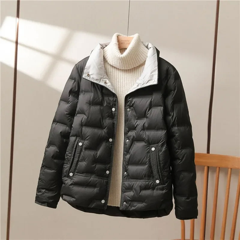Morpeth women's quilted puffer jacket in Black – front view