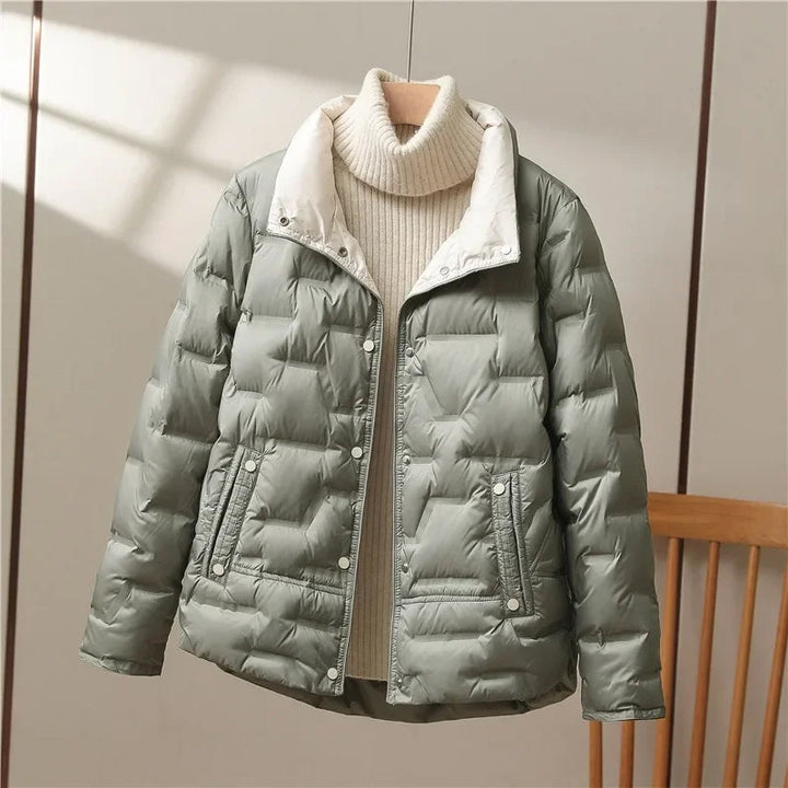 Morpeth women's quilted puffer jacket in Sage Green – front view