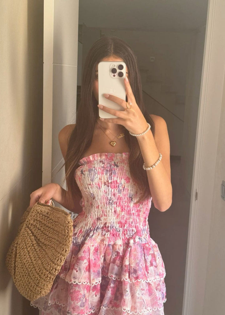 Cecilia | Strapless Floral Dress