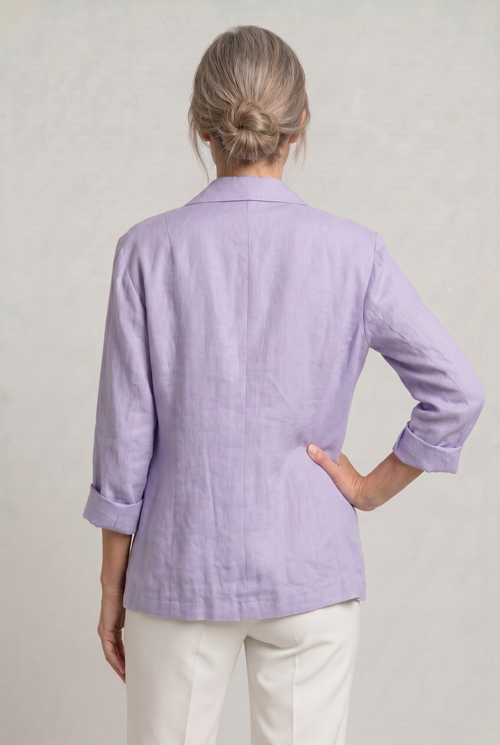 Women's Relaxed Single-Button Blazer with Rolled Sleeves – Ashbourne – Lilac – back view