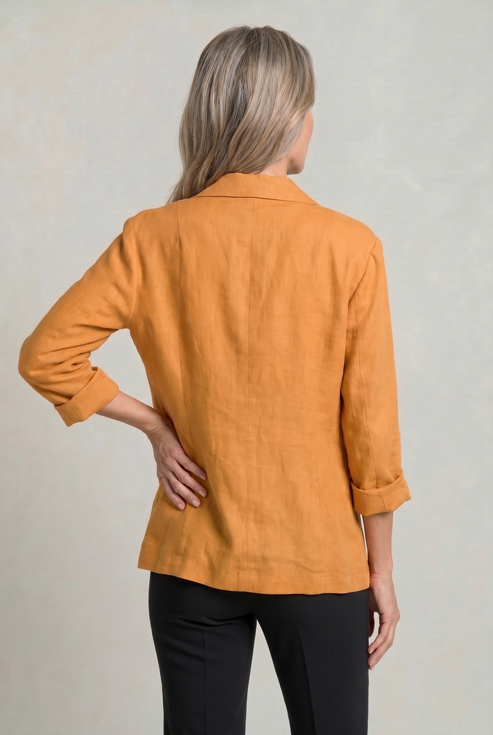 Women's Relaxed Single-Button Blazer with Rolled Sleeves – Ashbourne – Orange – back view