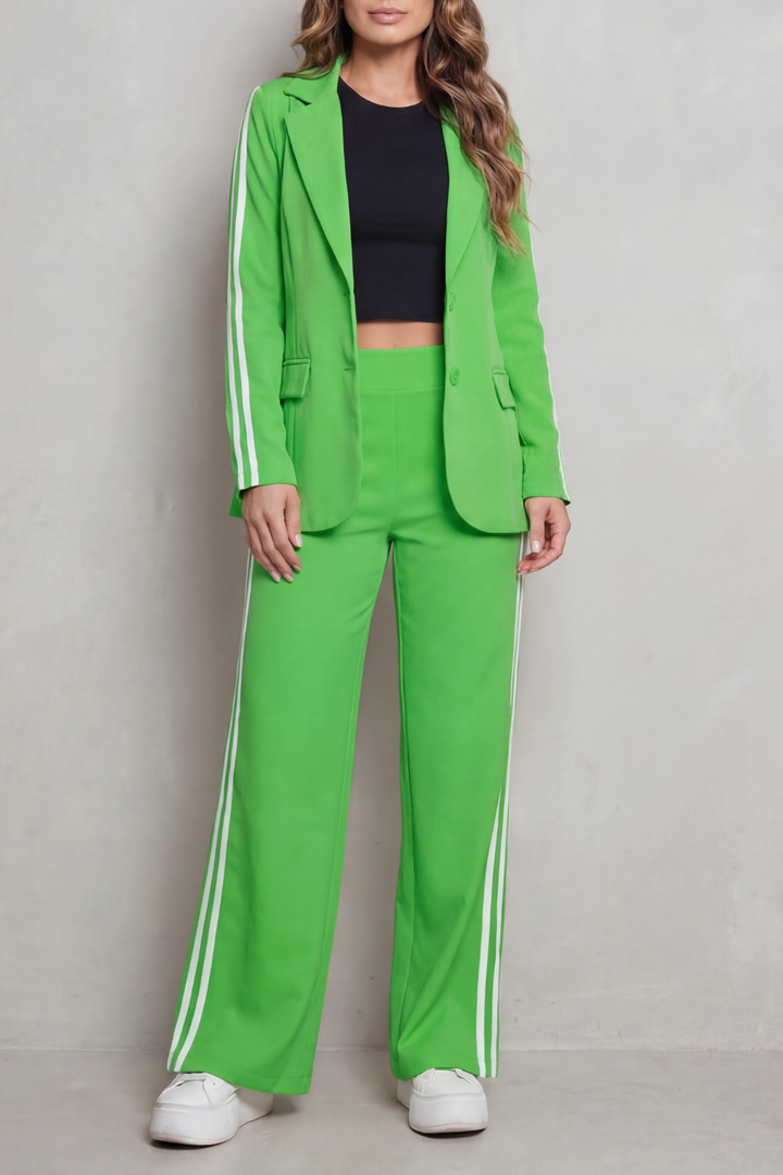 Women's Striped Blazer and Wide-Leg Trouser Co-ord Set - Genevrine