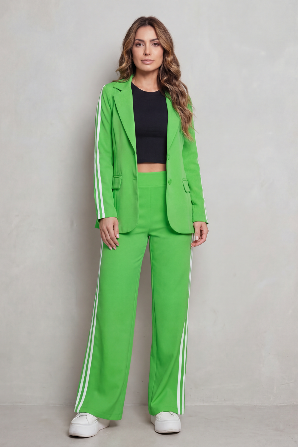 Women's Striped Blazer and Wide-Leg Trouser Co-ord Set - Genevrine