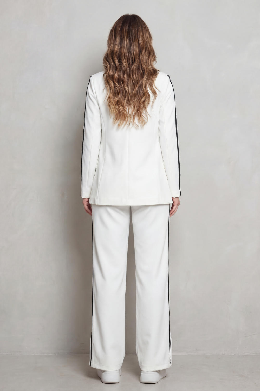 Women's Striped Blazer and Wide-Leg Trouser Co-ord Set - Genevrine
