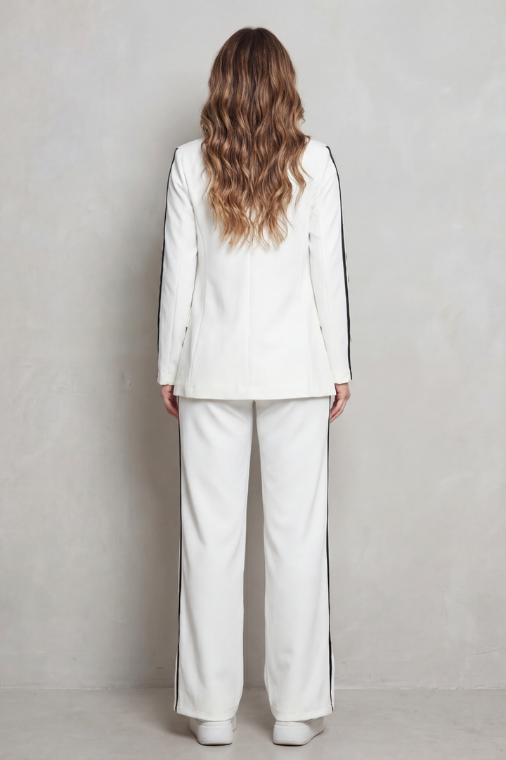 Women's Striped Blazer and Wide-Leg Trouser Co-ord Set - Genevrine