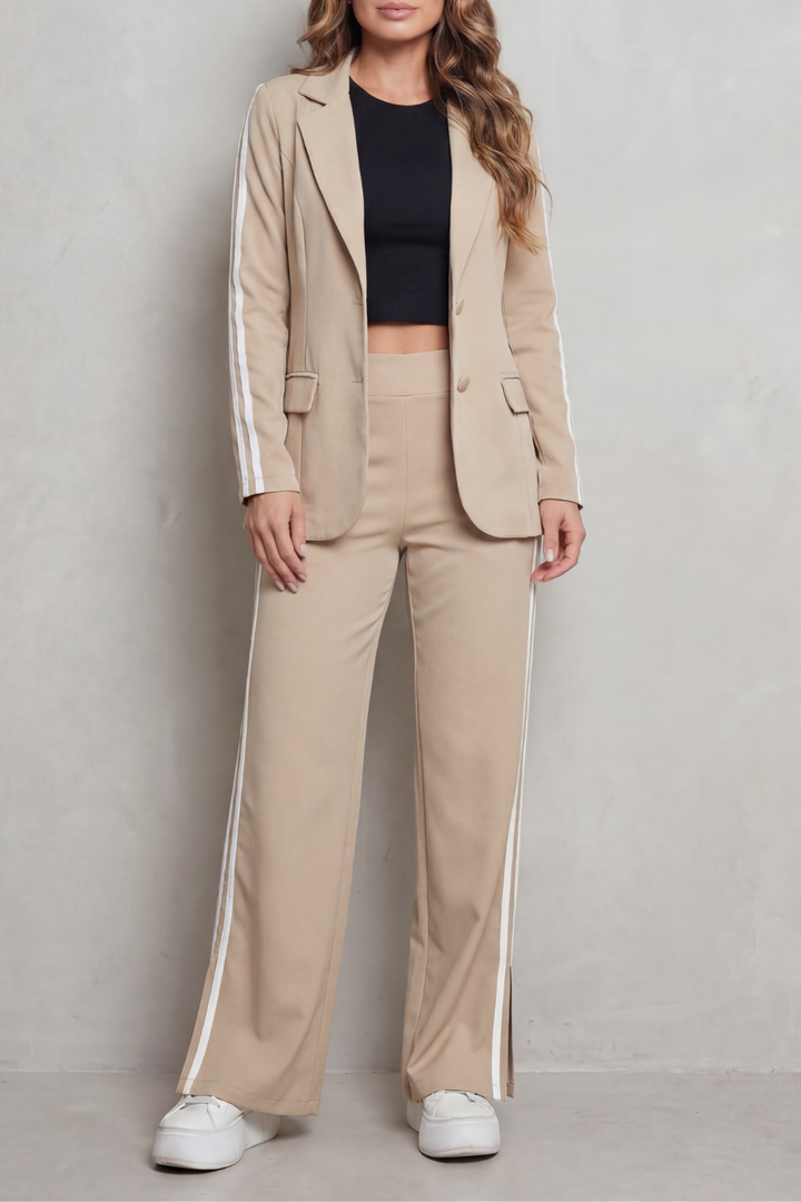 Women's Striped Blazer and Wide-Leg Trouser Co-ord Set - Genevrine