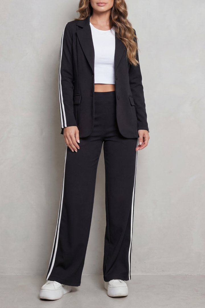 Women's Striped Blazer and Wide-Leg Trouser Co-ord Set - Genevrine